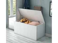Baú Ditalen, caixa de armazenamento grande multiuso, baú moderno, 100% fabricado na Itália, 90x45h45 cm, branco