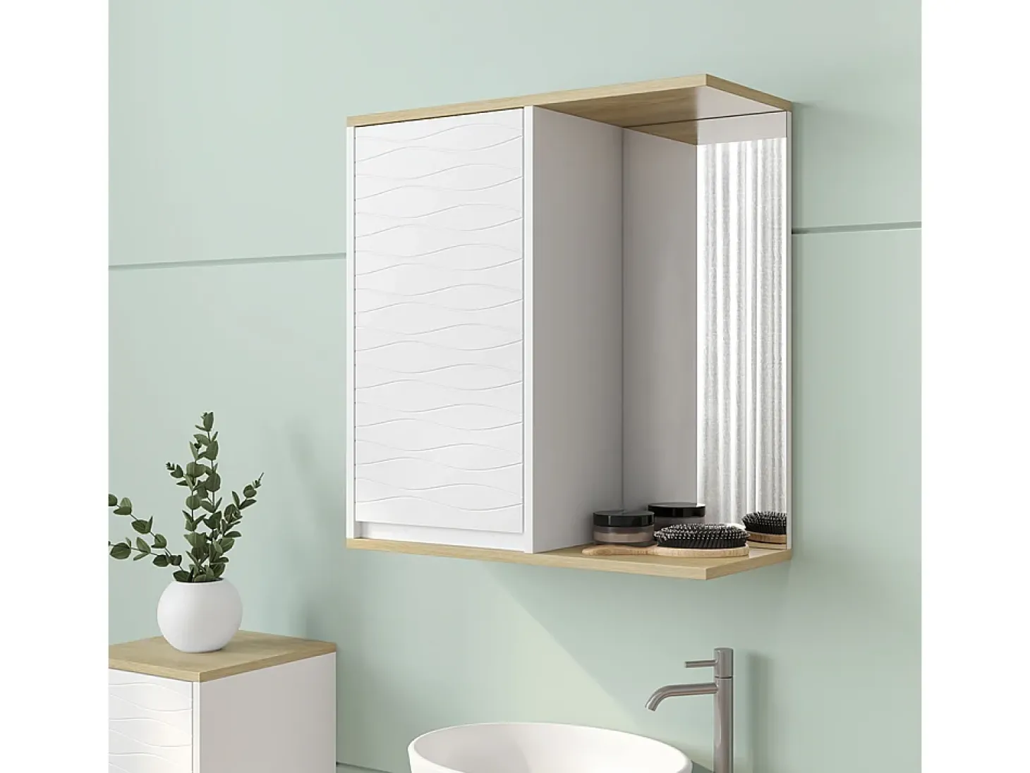 Bad Spiegelschrank branco 60x24x63 livia