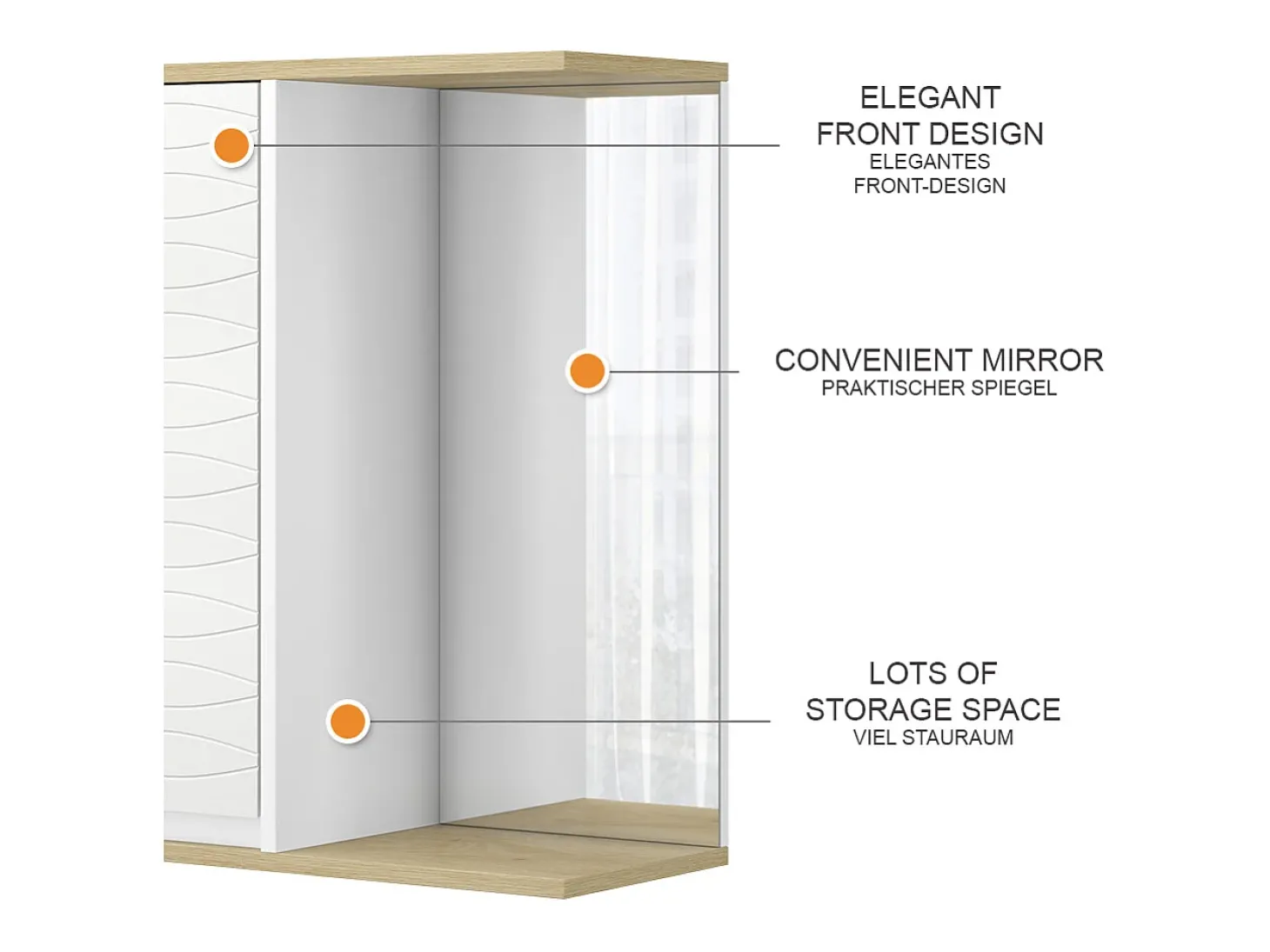 Bad Spiegelschrank branco 60x24x63 livia