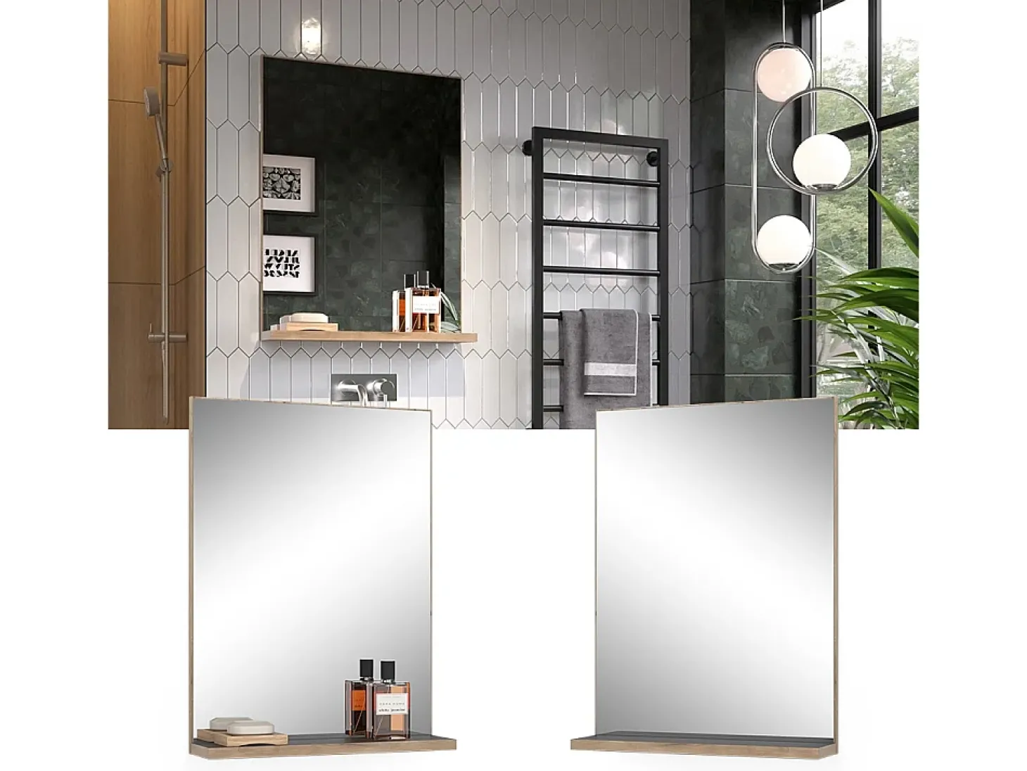 Badezimmerspiegel antracite 60x14.6x80 niko