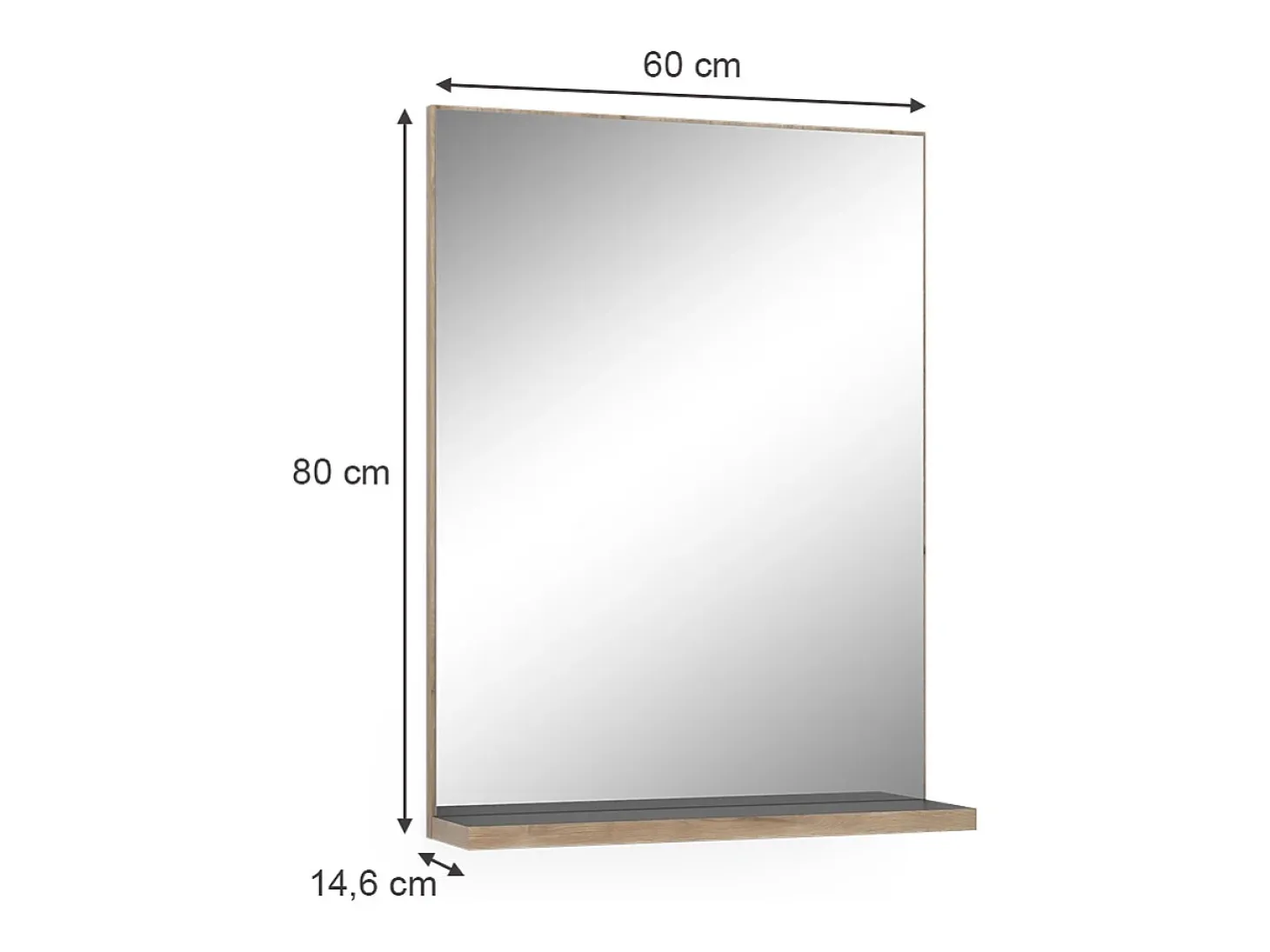 Badezimmerspiegel antracite 60x14.6x80 niko