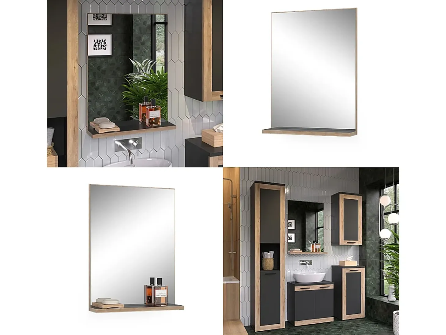 Badezimmerspiegel antracite 60x14.6x80 niko