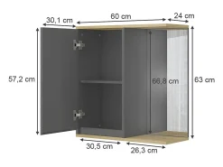 Badezimmerspiegelschrank antracite 60x24x63 livia