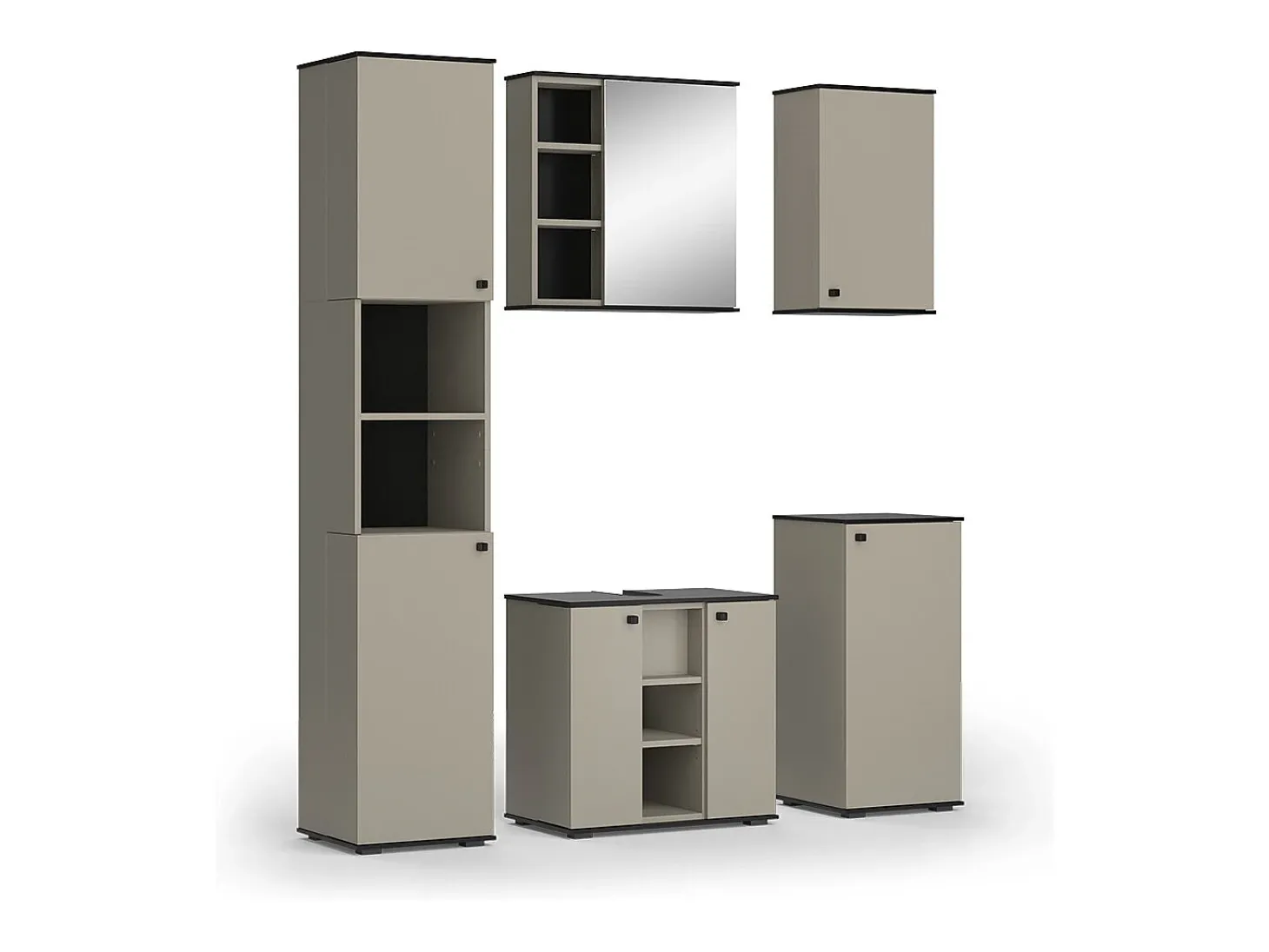 Badmöbel-Set cinzento-bege 60x37x59 joli