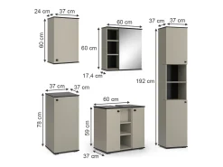 Badmöbel-Set cinzento-bege 60x37x59 joli