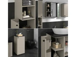 Badmöbel-Set cinzento-bege 60x37x59 joli