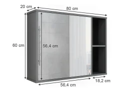 Badspiegelschrank antracite/carvalho da montanha 80x20x60 leano