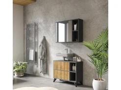 Badspiegelschrank antracite/carvalho da montanha 80x20x60 leano