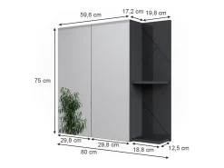 Badspiegelschrank antracite alto brilho/antracite 80x17.2x75 irma