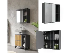 Badspiegelschrank antracite/carvalho da montanha 60x20x60 leano
