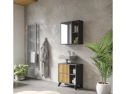 Badspiegelschrank antracite/carvalho da montanha 60x20x60 leano