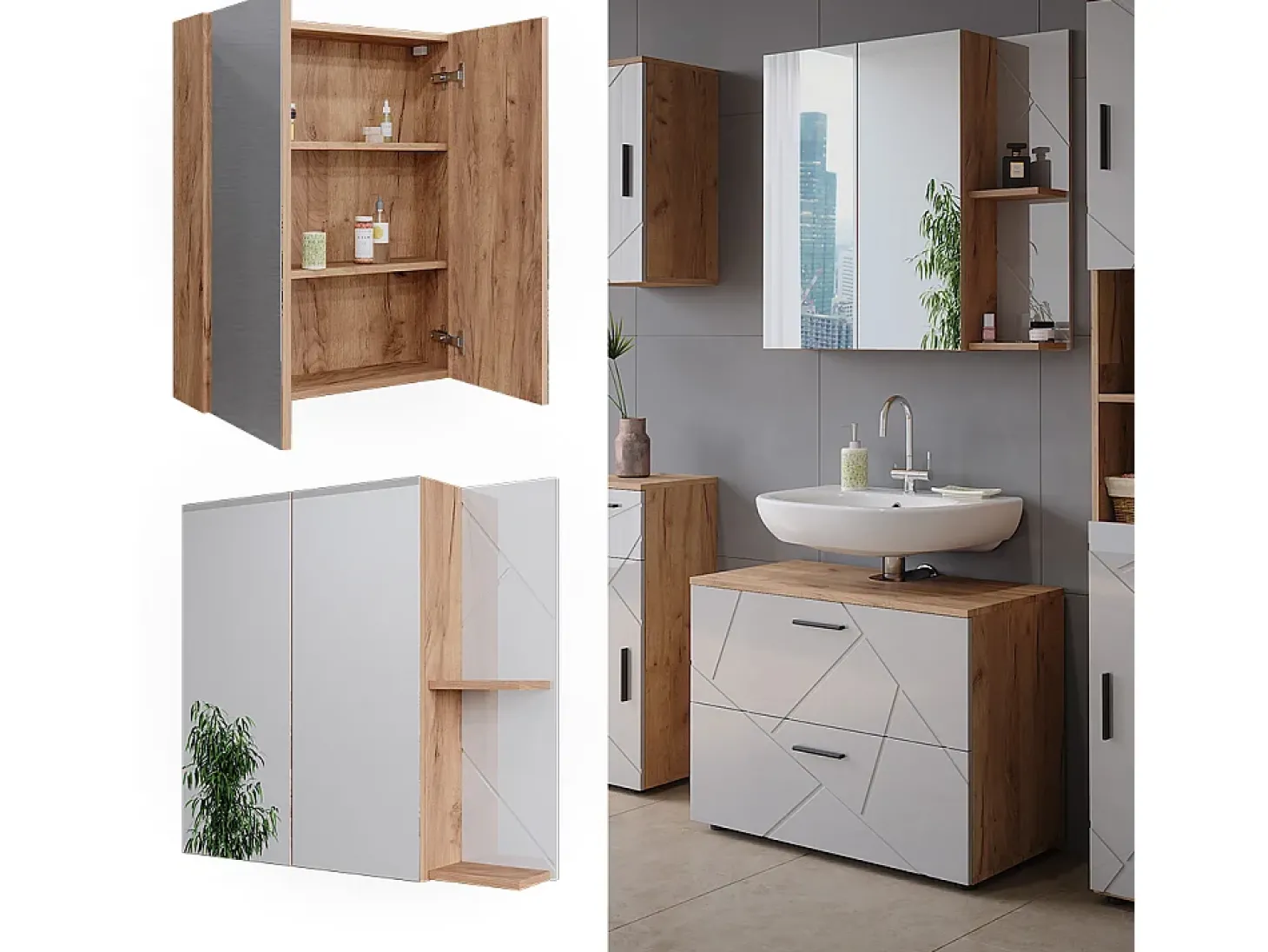 Badspiegelschrank branco alto brilho 80x17.2x75 irma