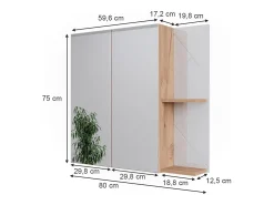 Badspiegelschrank branco alto brilho 80x17.2x75 irma