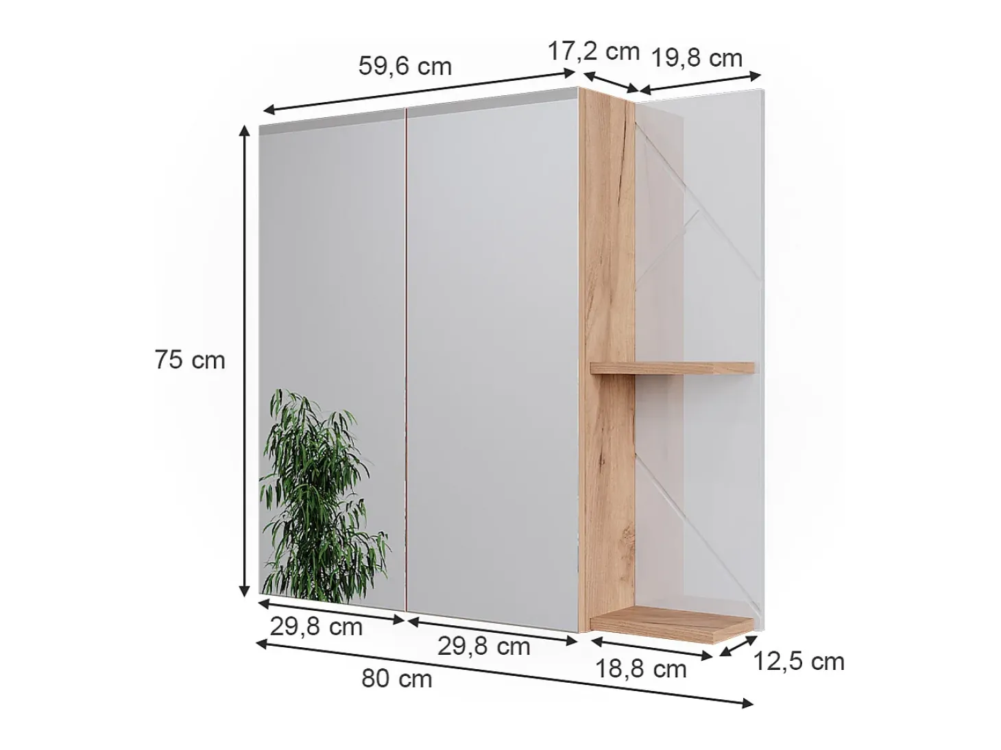 Badspiegelschrank branco alto brilho 80x17.2x75 irma
