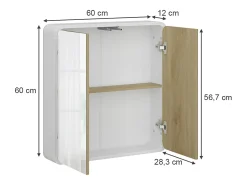 Badspiegelschrank branco/carvalho 60x12x60 arla