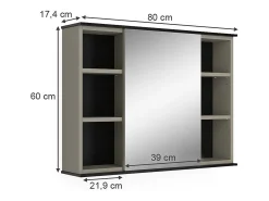 Badspiegelschrank cinzento-bege 80x17.4x60 joli