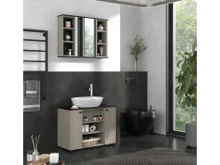 Badspiegelschrank cinzento-bege 80x17.4x60 joli