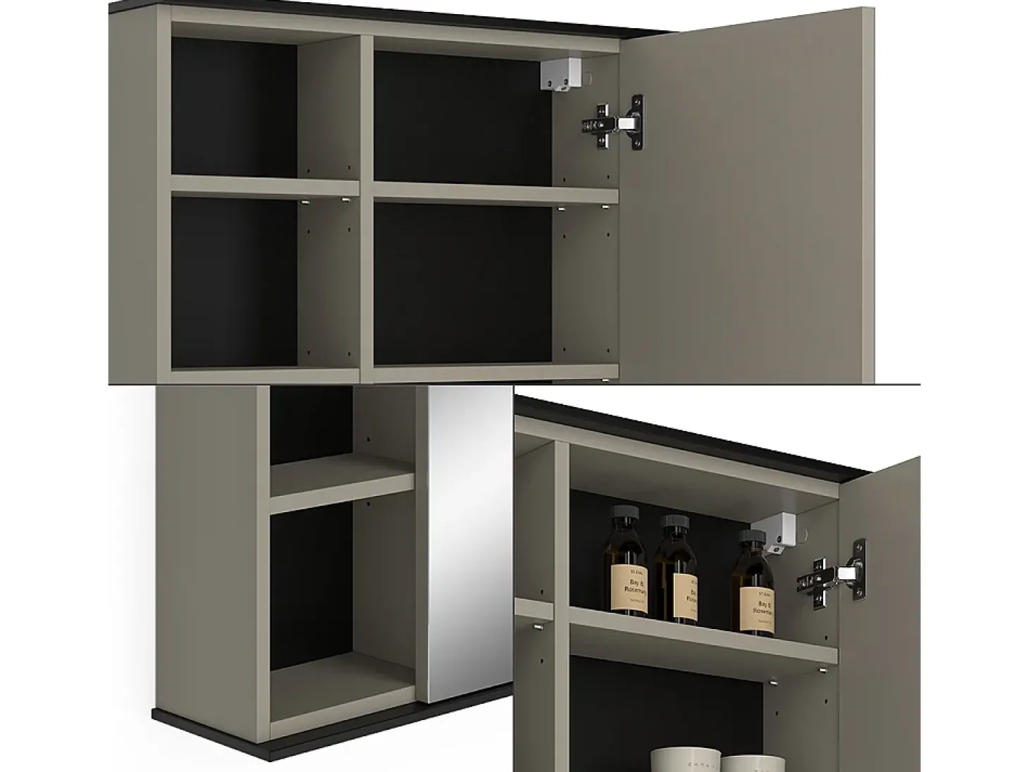 Badspiegelschrank cinzento-bege 80x17.4x60 joli
