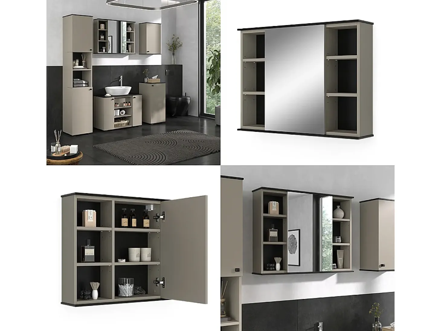 Badspiegelschrank cinzento-bege 80x17.4x60 joli