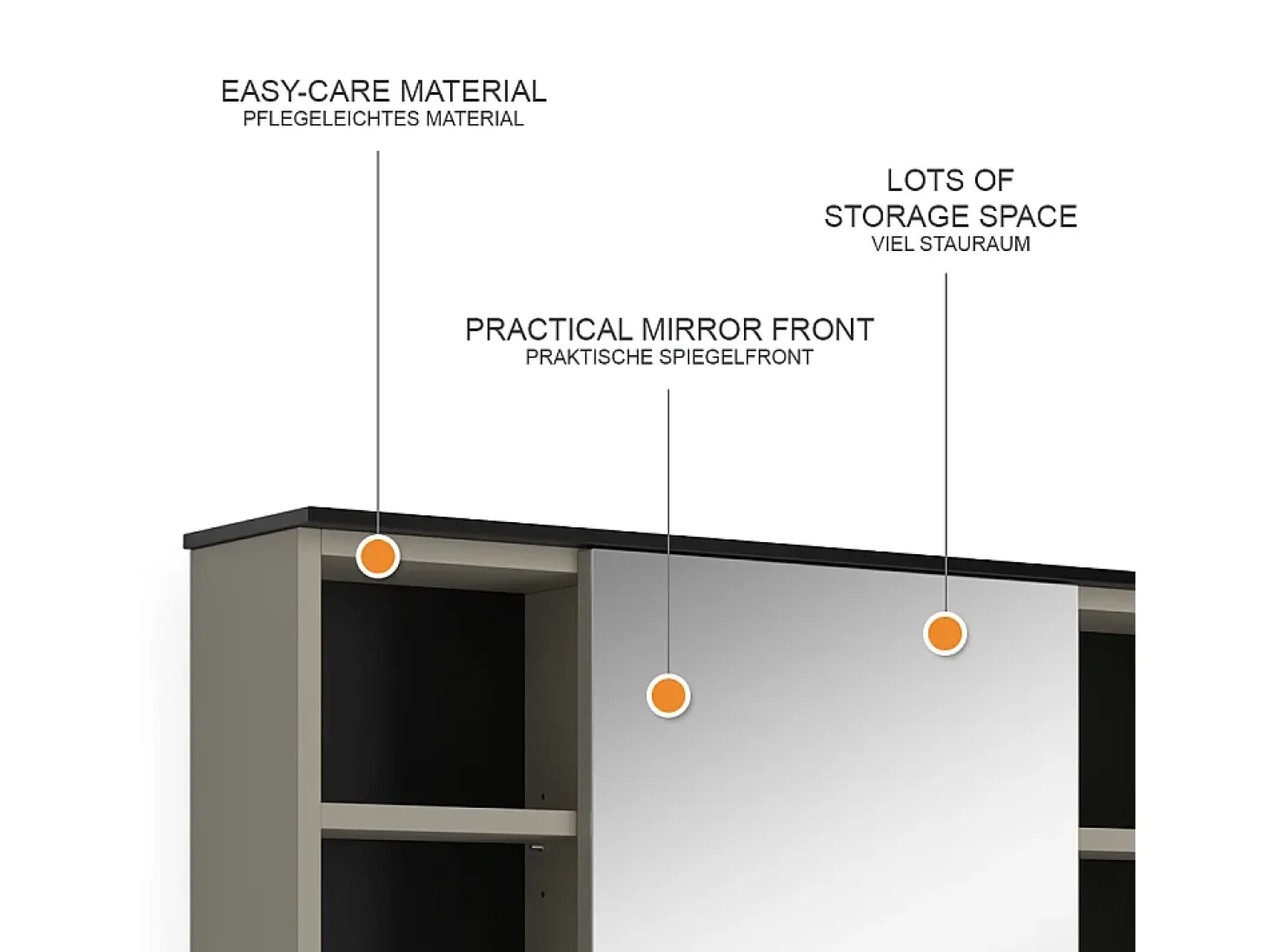 Badspiegelschrank cinzento-bege 80x17.4x60 joli