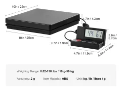 Balança Digital de Remessa SucceBuy Balança Digital de Expedição de 49.89 kg x 1.98 g com Display LCD