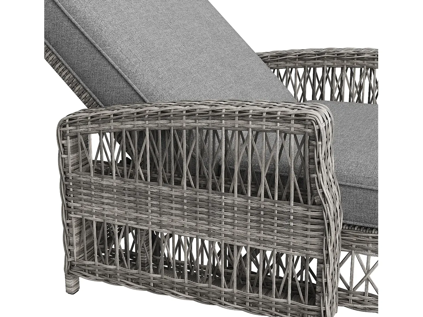 Balanço Ajustável em 4 Posições para Terraço em Rattan Resistente às Intempéries e à Ferrugem, Cinza