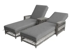 Balanço Ajustável em 4 Posições para Terraço em Rattan Resistente às Intempéries e à Ferrugem, 2 lugares, Cinza