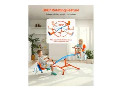 Balanço de Balancim SucceBuy, Capacidade de Carga 136 kg, com Pegas Confortáveis, Assentos com Encosto, Rotação a 360°, para 2 Crianças com 3 Anos ou Mais