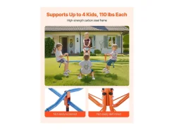 Balanço de Gangorra SucceBuy para Crianças, Capacidade 49,9 kg por Assento, Equipado com Alças Ergonômicas, Pés de Suporte de 4 Ramos, Rotação 360°