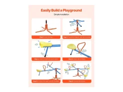 Balanço de Gangorra SucceBuy para Crianças, Capacidade 49,9 kg por Assento, Equipado com Alças Ergonômicas, Pés de Suporte de 4 Ramos, Rotação 360°