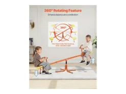 Balanço de Gangorra SucceBuy para Crianças, Capacidade 45,4 kg por Assento, Equipado com Alças Ergonômicas, Pés de Suporte de 4 Ramos, Rotação 360°