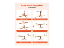Balanço de Gangorra SucceBuy para Crianças, Capacidade 45,4 kg por Assento, Equipado com Alças Ergonômicas, Pés de Suporte de 4 Ramos, Rotação 360°