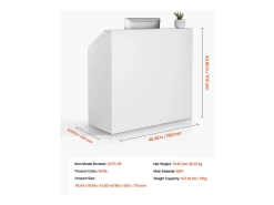 Balcão de Recepção, SucceBuy Balcão de Recepção 118 cm, Mesa de Balcão Retangular, Escritório Branco