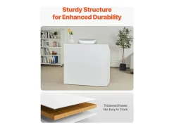 Balcão de Recepção, SucceBuy Balcão de Recepção 118 cm, Mesa de Balcão Retangular, Escritório Branco