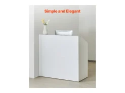 Balcão de Recepção, SucceBuy Balcão de Recepção 118 cm, Mesa de Balcão Retangular, Escritório Branco