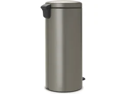 Balde de Lixo com Pedal NewIcon 30L Platinum Código G Cinza Metálico 30L Fecho Silencioso Anti-Odor
