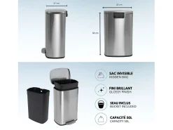 Balde de lixo de cozinha com pedal 50L ADMIRAL