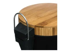 Balde de Pedal 3L em Metal Preto e Bambu "Natureo" - Casa de Banho