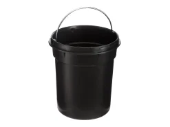 Balde de Pedal 3L em Metal Preto e Bambu 