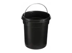Balde de Pedal 3L em Metal Preto e Bambu 