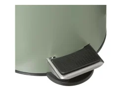 Balde do Banheiro em Metal Verde Cáqui 3L com Tampa de Bambu