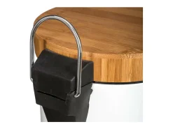 Balde do Lixo com Pedal 3L em Bambu e Metal Branco Natureo - Design Escandinavo - Higiene e Elegância