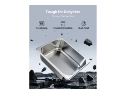 Balde Gastronorm SucceBuy GN 1/2, Recipiente de Restauração de Aço Inoxidável 6PCs 6 L, Balde Inox Alimentar Profundidade 9,9 cm, Antiaderente