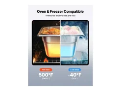 Balde Gastronorm SucceBuy GN 1/6, Recipiente de Restauração de Aço Inoxidável 6PCs 1,7 L, Balde Inox Alimentar Profundidade 10 cm, Antiaderente