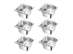 Balde Gastronorm SucceBuy GN 1/6, Recipiente de Restauração de Aço Inoxidável 6PCs 1,7 L, Balde Inox Alimentar Profundidade 10 cm, Antiaderente