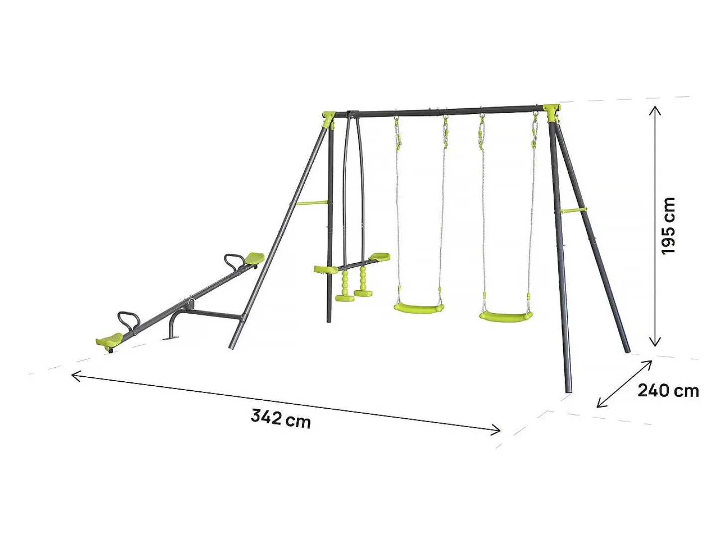 Baloiço metálico para parques infantis "Basile" - 4 aparelhos - Verde