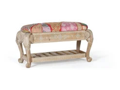 Banc en bois manguier et tissu