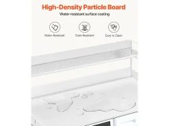 Bancada de Lavadora-Secadora SucceBuy, 137x69 CM com Prateleira de 2 Níveis com Almofadas Antiderrapantes e Capa de Proteção para Roupa Resistente à Água
