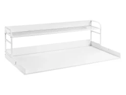 Bancada de Lavadora-Secadora SucceBuy, 137x69 CM com Prateleira de 2 Níveis com Almofadas Antiderrapantes e Capa de Proteção para Roupa Resistente à Água