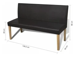 Banco 139,5 cm couro artificial castanho-escuro